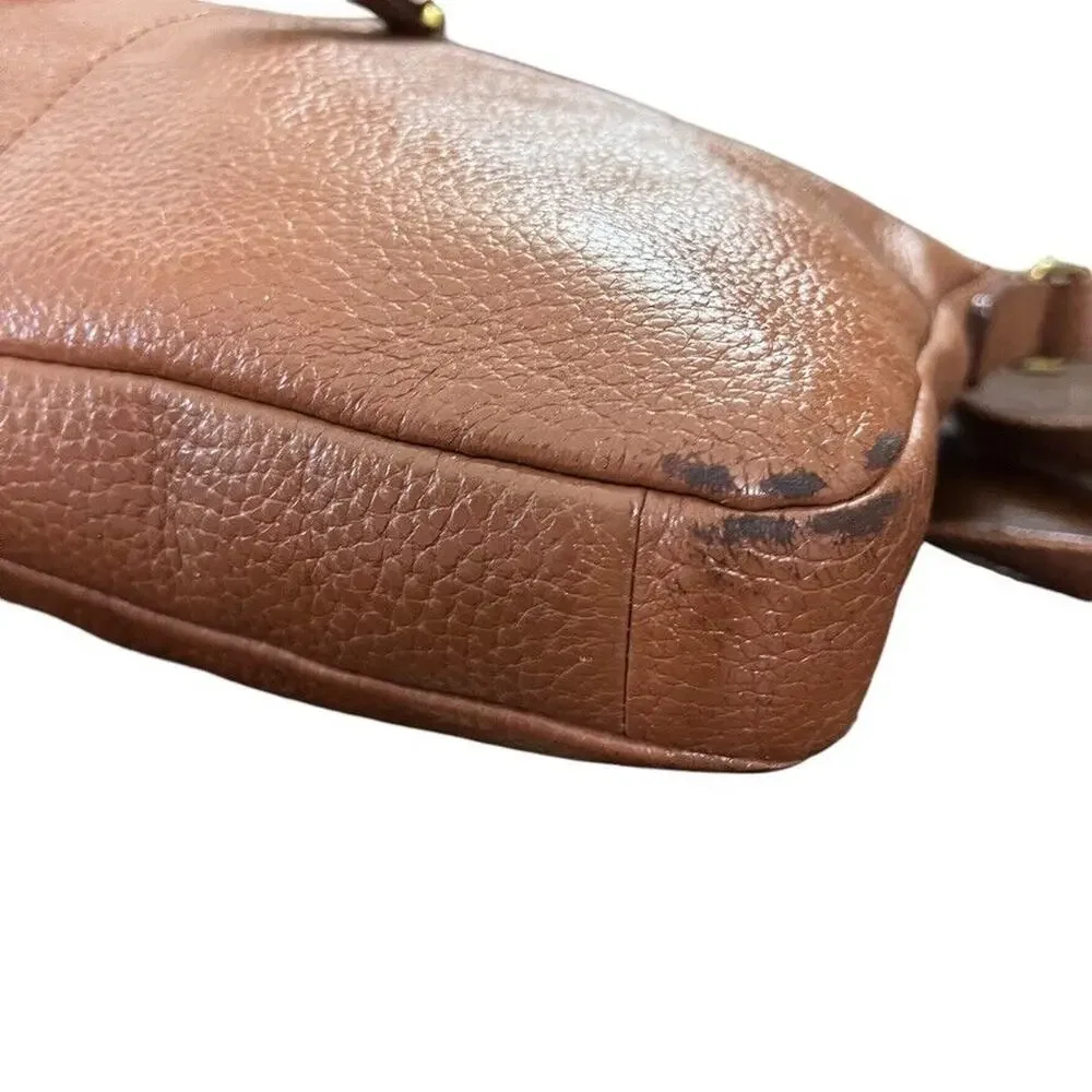 Fossil Elise Brown Pebble Leather Womens Crossbody Shoulder Bag Purse Handbag